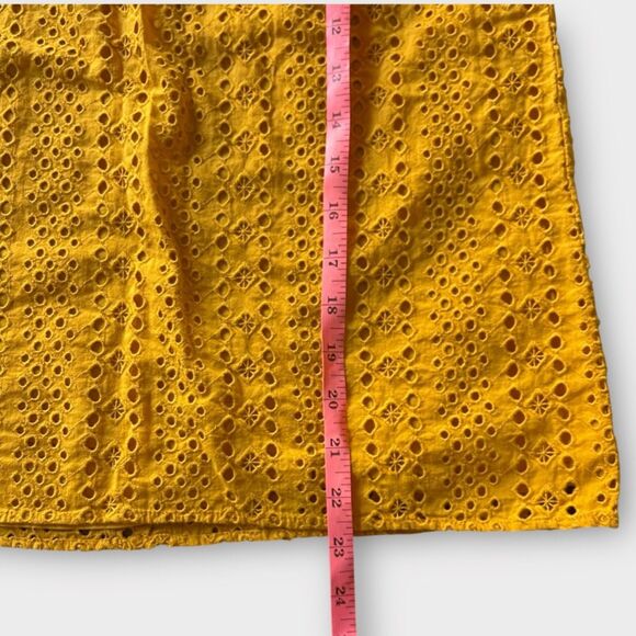 J.Crew Crop Short Puff Sleeve Eyelet Mustard Top Sz S Fall Versatile Office - Picture 8 of 9